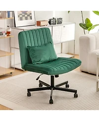 Streamdale Furniture Velvet Criss Cross Armless Office Chair with Wheels