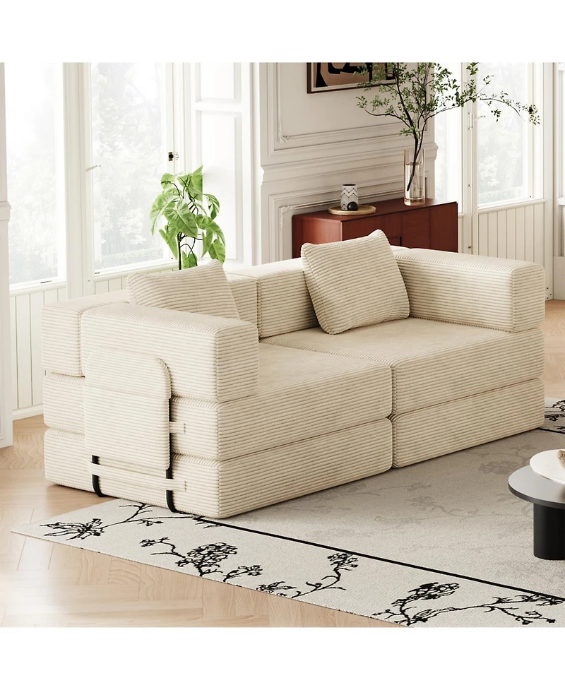 Streamdale Furniture Convertible Corduroy Sofa Bed with Storage