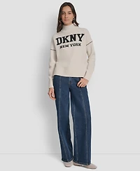Dkny Jeans Women's Intarsia Logo Turtleneck Sweater