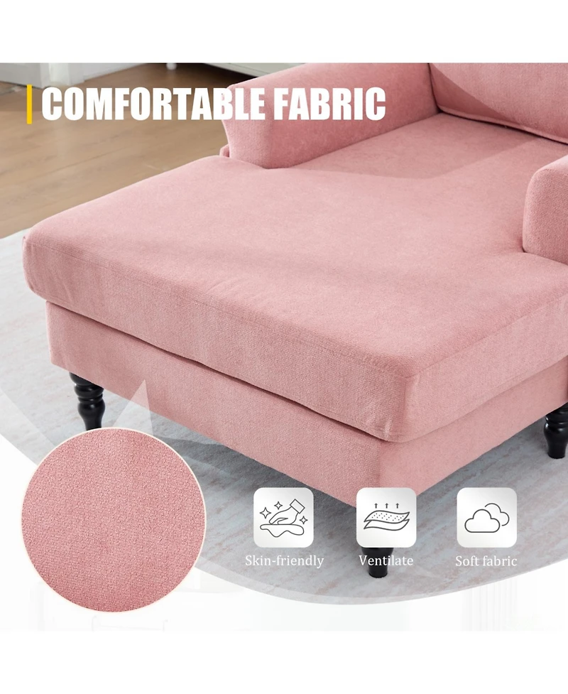 Streamdale Furniture Modern Minimalist Chenille Chaise Lounge Recliner Sofa with Armrests & Storage