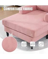 Streamdale Furniture Modern Minimalist Chenille Chaise Lounge Recliner Sofa with Armrests & Storage