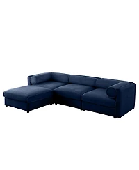 Streamdale Furniture Elegant Blue Chenille L-Shaped Sofa with Storage and Ottoman