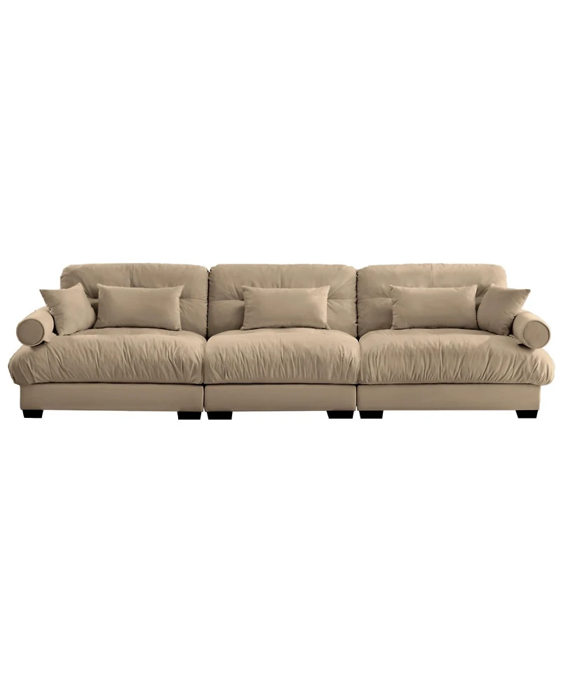 Streamdale Furniture Extra Large 3 Seat Modern Velvet Sofa - Camel
