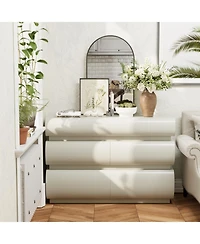 Streamdale Furniture 6 Drawer White Dresser, Modern Wide Storage Chest