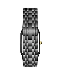 Stuhrling Empire Edge Black Ip Rectangular 4084 Watch – Gold Accents Quartz Date Krysterna Crystal