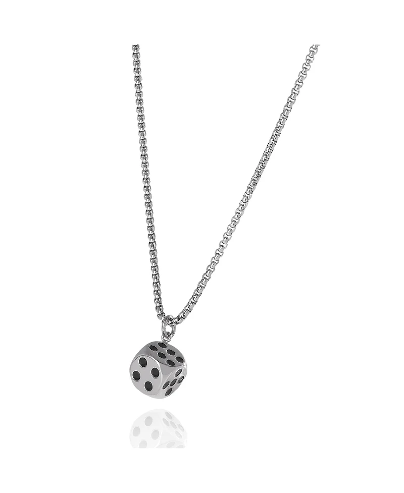 Lucky Brand Men s Dice Pendant Necklace - 22'' Stainless Steel Box Chain