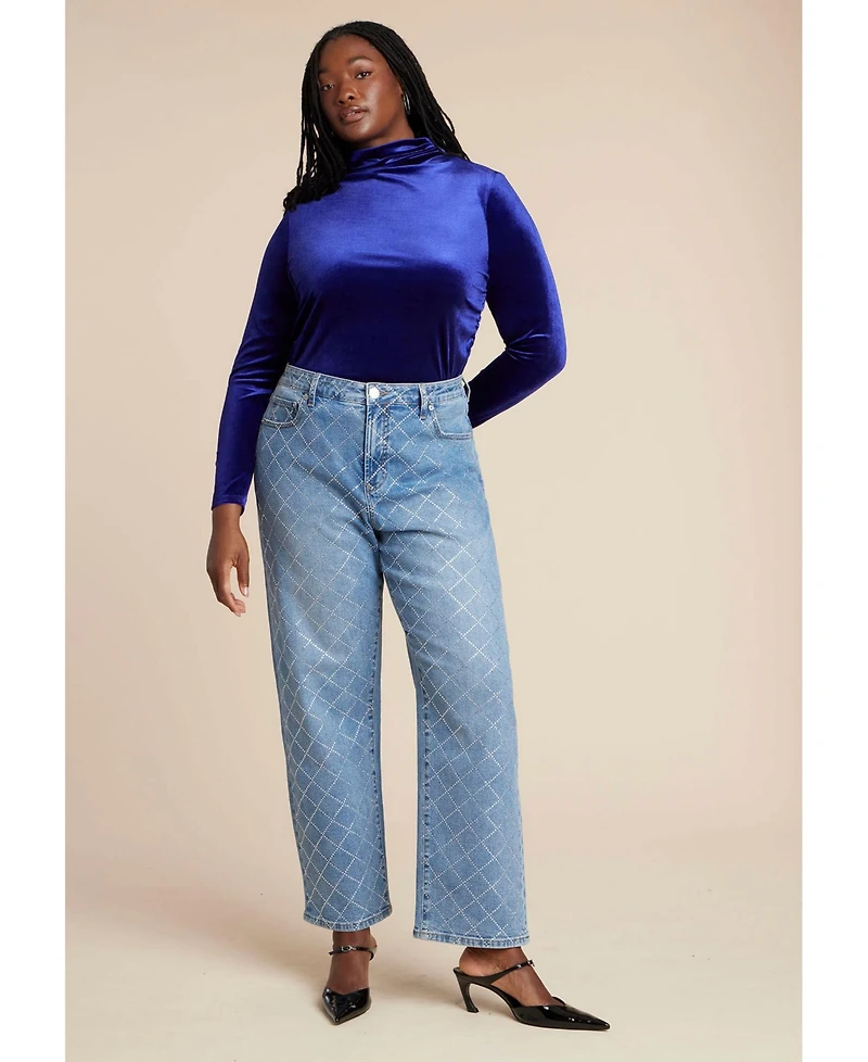 Eloquii Plus Velvet Mockneck Top