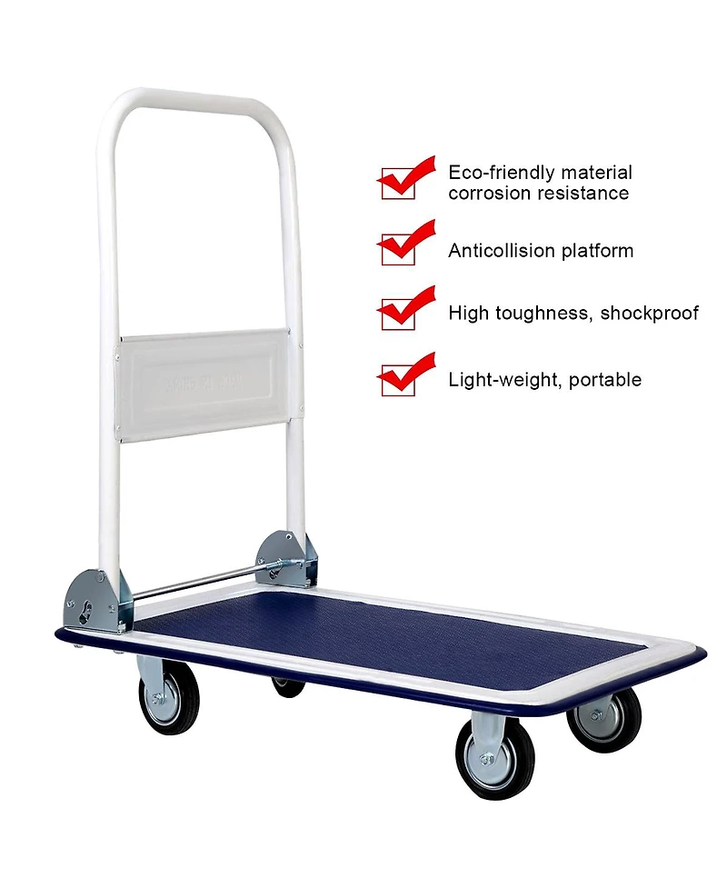Sugift 330 lbs Platform Cart Dolly Foldable Warehouse Push Hand Truck