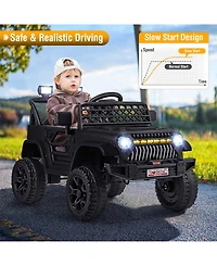 Sugift 12V Kids Ride on Truck Car with Parental Remote and Music Player-Black