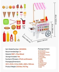 Mecale Kids Ice Cream Cart Pretend Play Toy Set with 20+ Pcs Accessories