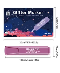 Htutwoo 8Pcs Metallic Glitter Highlighters Set with Chisel Tips for Note, Journaling, Graffiti Pen and Diy Journal