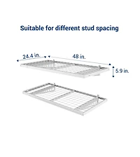 Fleximounts BR24-e 24 Deep × 48 Wide Heavy-Duty Wall Shelf with Brackets (White) 2-Pack