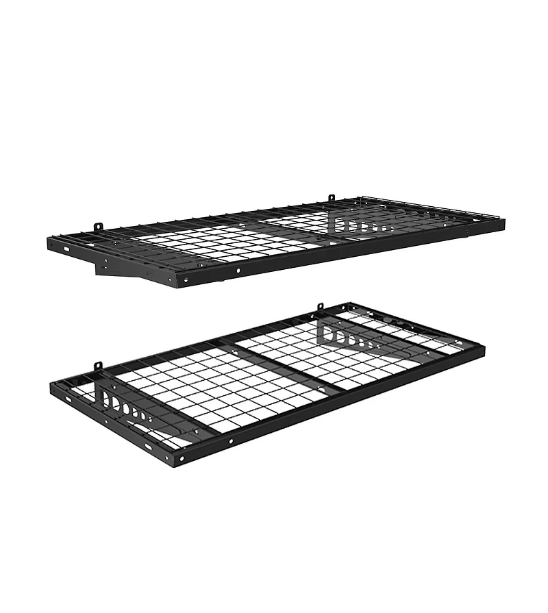 Fleximounts BR24B-e 24″ Deep × 48″ Wide Heavy-Duty Wall Shelf with Brackets (Black) 2-Pack