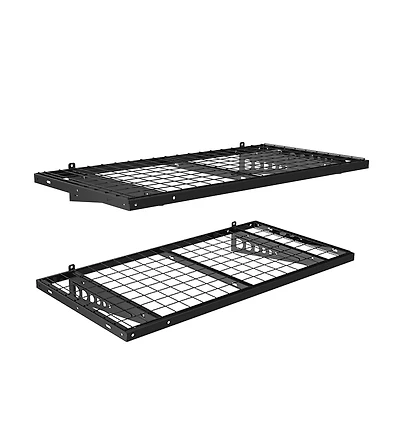 Fleximounts BR24B-e 24″ Deep × 48″ Wide Heavy-Duty Wall Shelf with Brackets (Black) 2-Pack