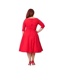 Unique Vintage Plus Scalloped Neck Swing Dress