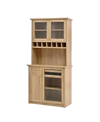 Streamdale Furniture Farmhouse Buffet with Hutch - Kitchen Pantry Storage Cabinet with Wine Rack
