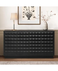 Streamdale Furniture Modern 4-Door Storage Cabinet with Geometric Doors & Metal Trim