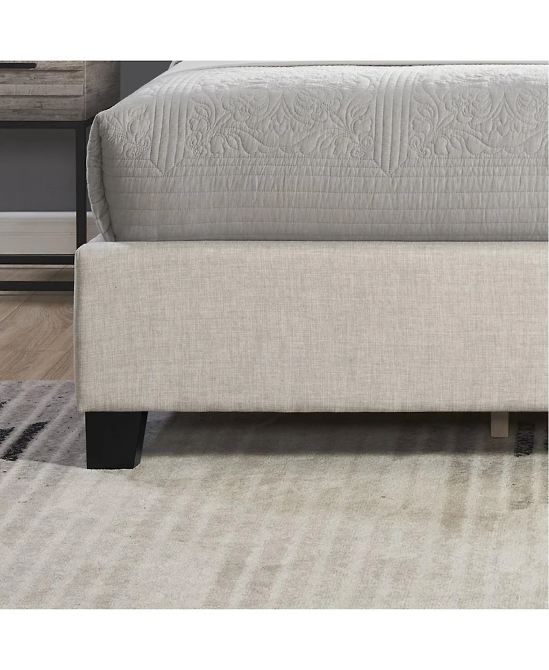 Streamdale Furniture Astral 3-Piece Bedroom Set: Tufted Wingback Bed & Two Gray Nightstands