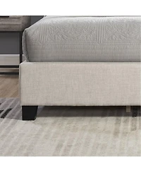 Streamdale Furniture Astral 3-Piece Bedroom Set: Tufted Wingback Bed & Two Gray Nightstands