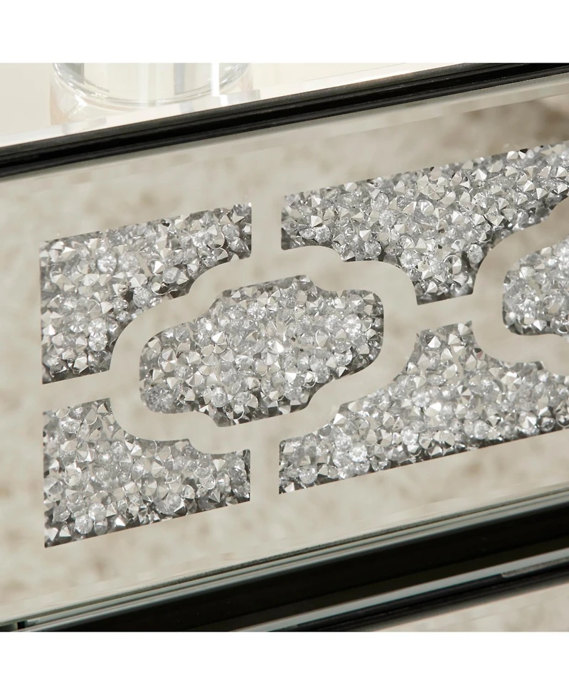 Streamdale Furniture Mirrored Bedside Nightstand with 3 Drawers, Silver Accent End Table