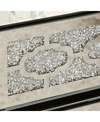 Streamdale Furniture Mirrored Bedside Nightstand with 3 Drawers, Silver Accent End Table