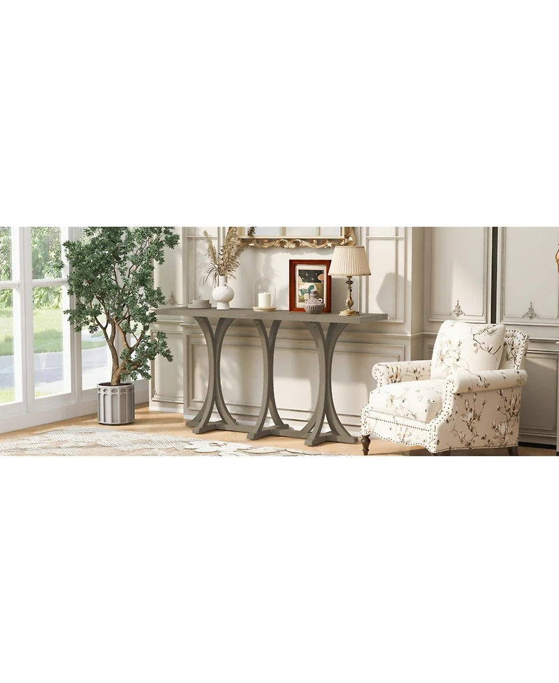 Streamdale Furniture Wooden Console Table with Oak Veneer Top - Farmhouse Entryway Table