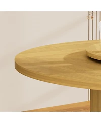 Streamdale Furniture 55" Round Dining Table for Six with Storage Rack & Rotating Tray Natural