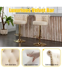 Streamdale Furniture Velvet 360 Rotating Bar Chair with Adjustable Height - Modern Kitchen Island Chair