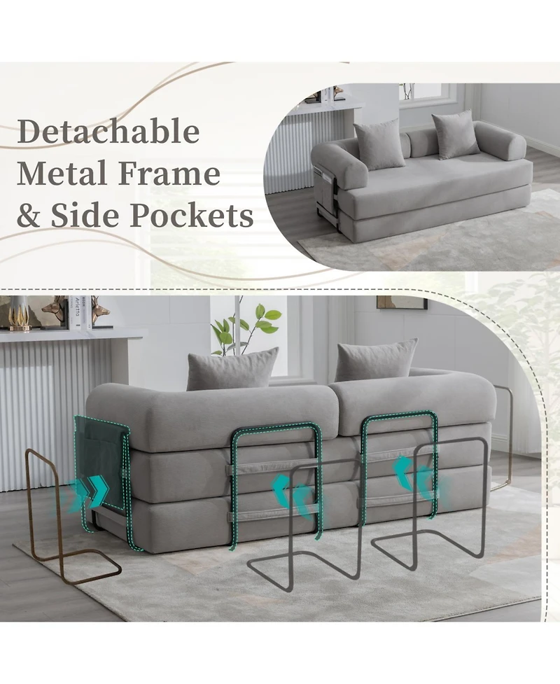 Streamdale Furniture Streamdale Foldable & Compressible Sofa with Metal Frame for Small Spaces