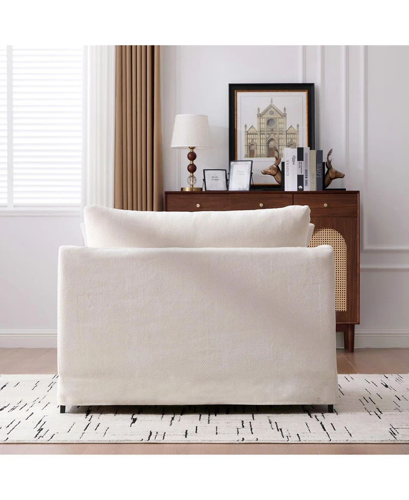 Streamdale Furniture Modern Farmhouse Performance Accent Chair with Black Metal Legs, Beige