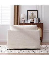 Streamdale Furniture Modern Farmhouse Performance Accent Chair with Black Metal Legs, Beige