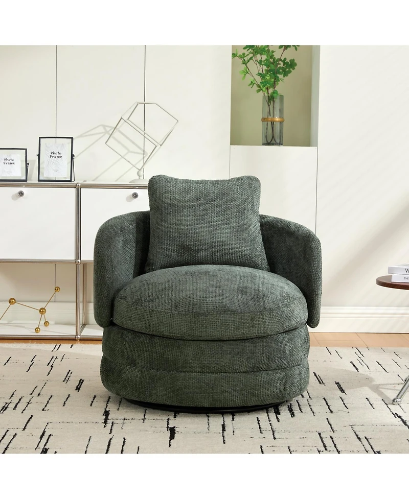 Streamdale Furniture 30"W Modern Round Swivel Barrel with Pillow