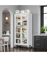 Streamdale Furniture 65" 6-Tier Metal Storage Cabinet with Transparent Door, White