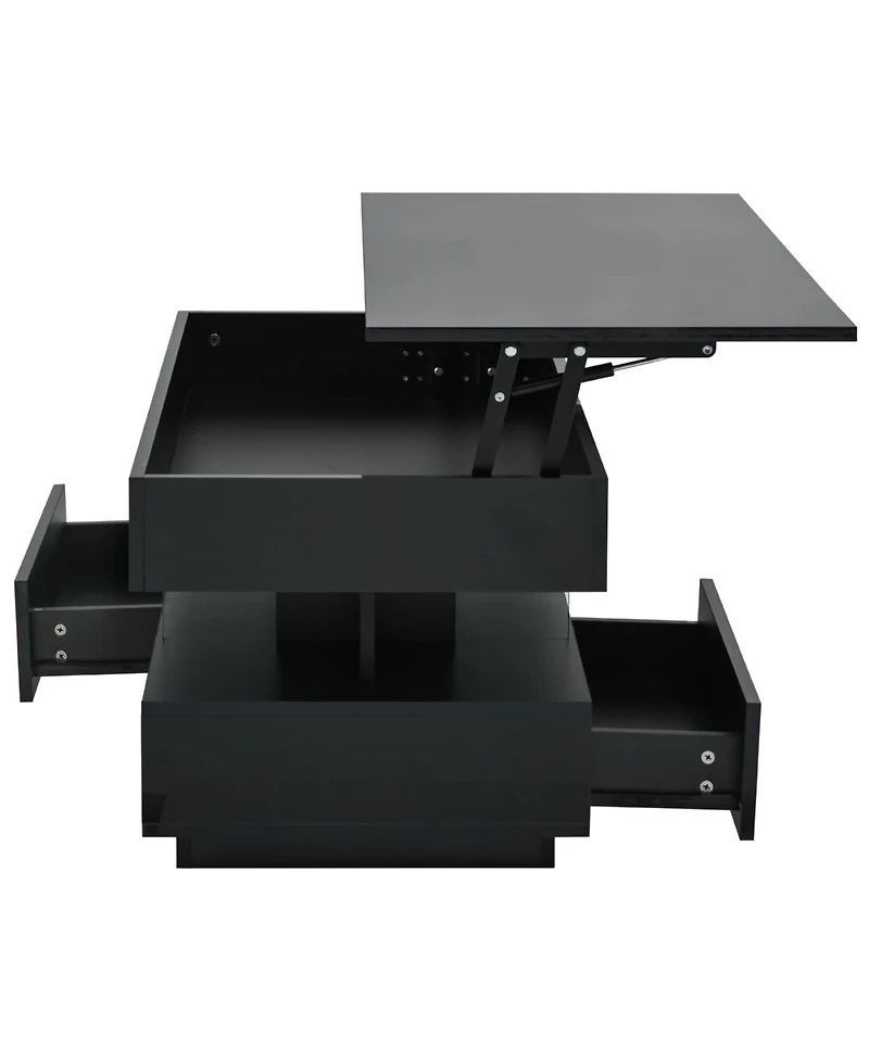 Streamdale Furniture Lift Top Coffee Table with Hidden Storage & Led Lights