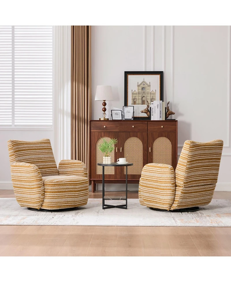 Streamdale Furniture Modern 360 Swivel Leisure Chair with Striped Armrest