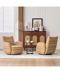 Streamdale Furniture Modern 360 Swivel Leisure Chair with Striped Armrest