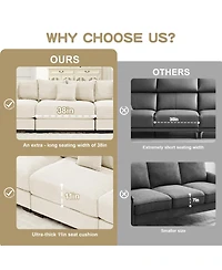 Streamdale Furniture Streamdale Oversized Cloud Modular L-Shape Sectional Couch, Cream