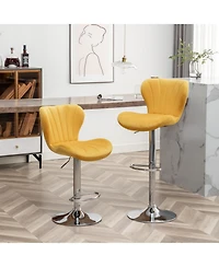 Streamdale Furniture Streamdale Upholstered Adjustable Swivel Barstools in Yellow, Set of 2