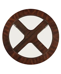 Streamdale Furniture Streamdale Cylina Solid Wood Glass Top Round Dining Table with 4 Chairs