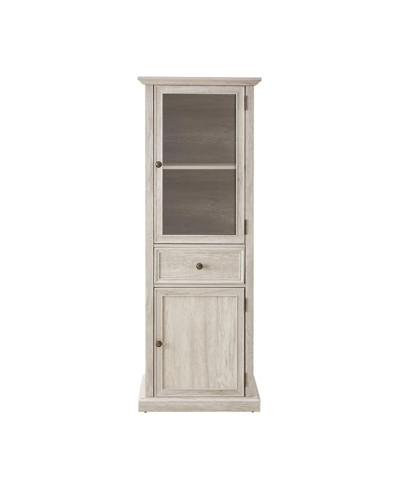 Streamdale Furniture Streamdale Modern Tall Storage Cabinet with Glass Doors & Shelves - White Finish