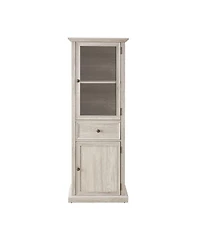 Streamdale Furniture Streamdale Modern Tall Storage Cabinet with Glass Doors & Shelves - White Finish
