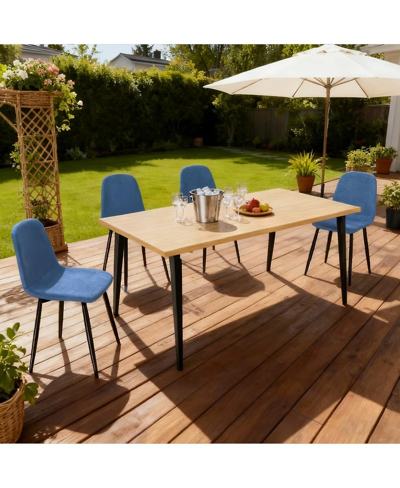 Streamdale Furniture 63-inch Farmhouse Industrial Dining Table Set with 4 Blue Chairs