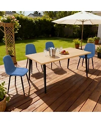 Streamdale Furniture 63-inch Farmhouse Industrial Dining Table Set with 4 Blue Chairs