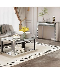 Streamdale Furniture Silver Mirror Console Table with 2 Drawers