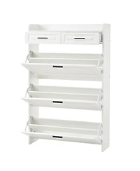 Streamdale Furniture Streamdale Two drawers, three-fold doors, large storage shoe cabinet, white
