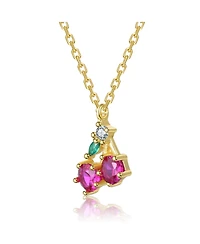 14K Gold Plated with Multi-Color Pendant Necklace