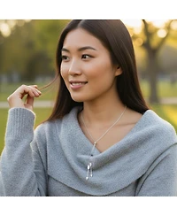 Bling Jewelry Vertical Dangle Lariat Pendant Necklace Gold Plated Sterling Silver