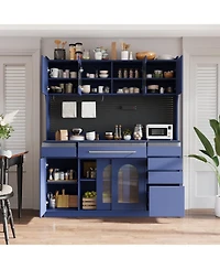 Streamdale 63" Buffet with Hutch, Coffee Bar, Drawers, Shelves, Outlet