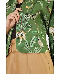 Yumi Women's Animal Reversible Cropped Quilted Jacket