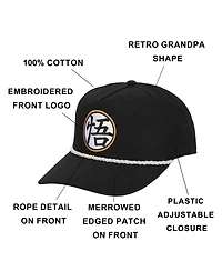 Dragon Ball Z Men's Goku Kanji Patch Black Retro Grandpa Snapback Hat